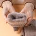 Half finger flip glove Winter Ladies cute plus fleece knit warm wool fingertip_viptrois.com