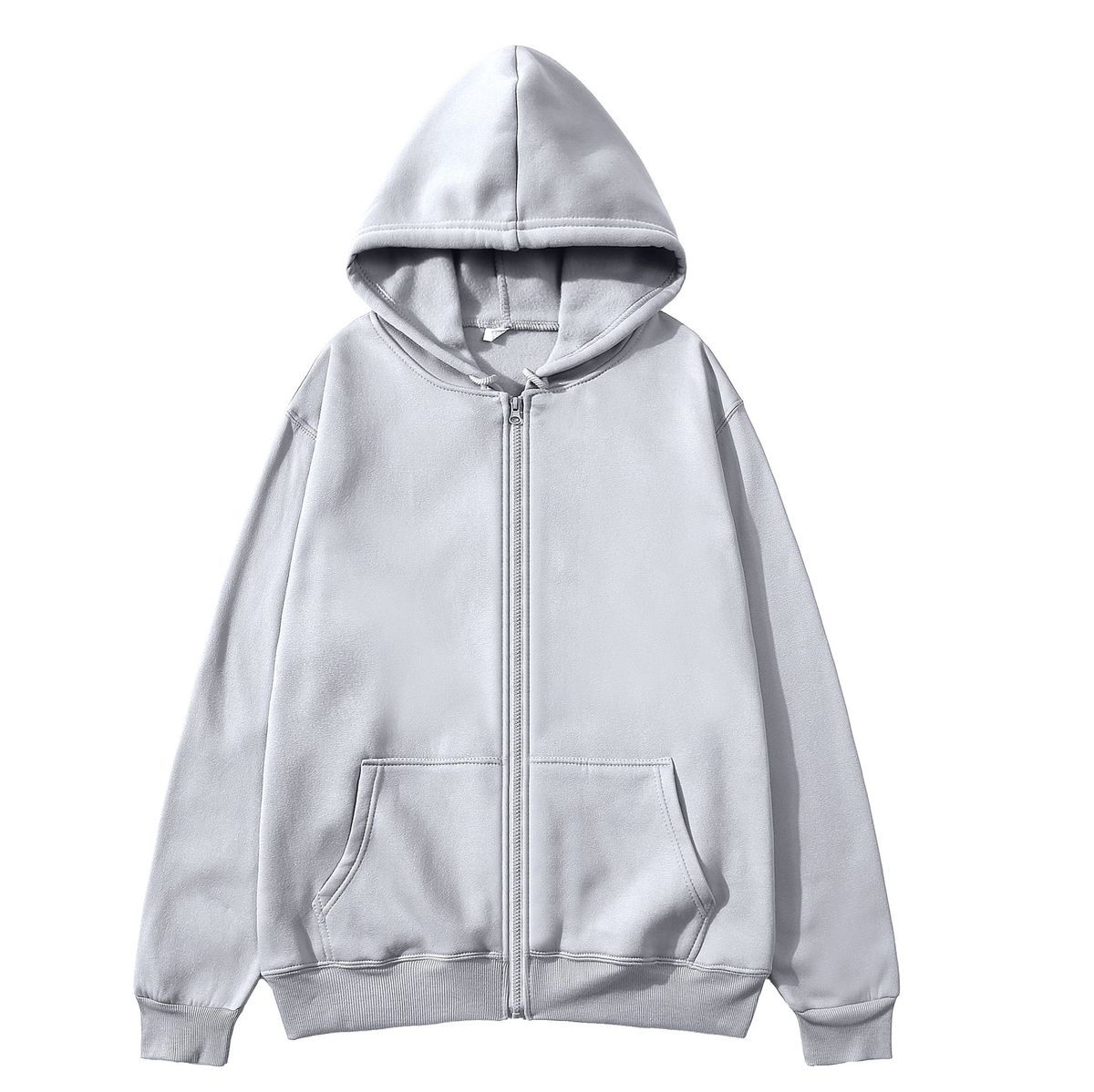 Autumn Winter Fleece Unisex Zipper Sweatshirt Cardigan Solid Color Sportswear Top_viptrois.com
