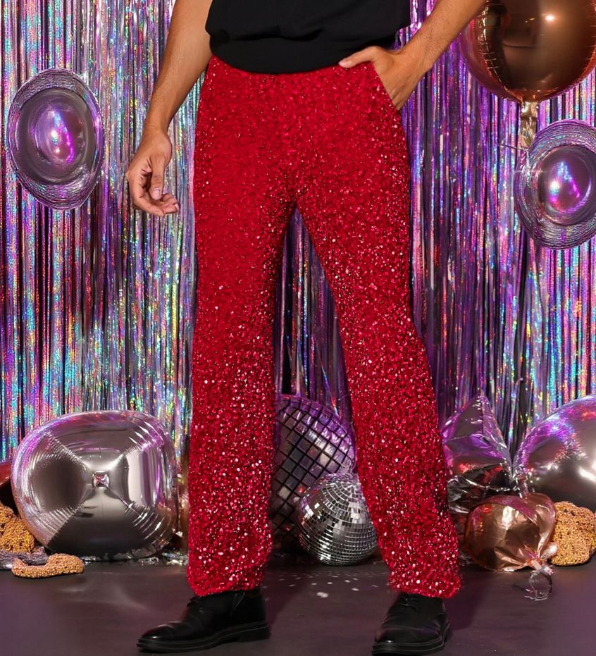 Men's Clothing Men's Stage Performance Pants – Sparkly Disco Party Pants (Loose Fit, Stretch Fabric, 4 Sizes)_viptrois.com