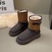 SHLIANG Vintage Buckle Detor Snow Boots Women Winter Mix Color Suede Snow Boots Woman Short Plush Platform Warm Booties Female X0061_viptrois.com