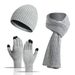 wool blend gloves hat scarf threepiece set fashionable double c logo men and women w utumn and winter retro scarf set_viptrois.com