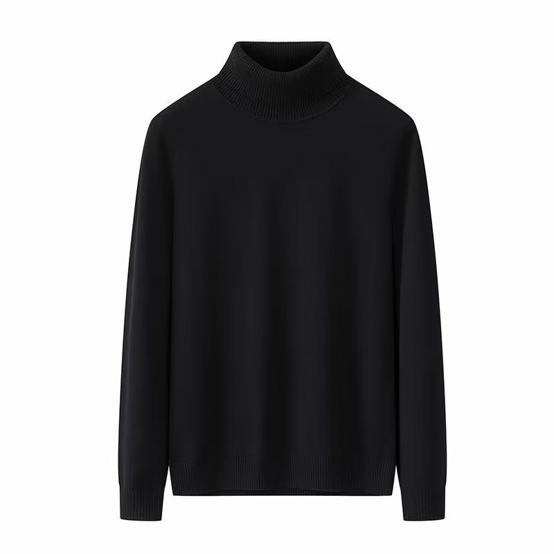 Men's High Neck Knit Sweater Slim Fit Pullover, Soft Wool Blend, Long Sleeve Thermal Top For Winter, Casual & Layering Essential_viptrois.com