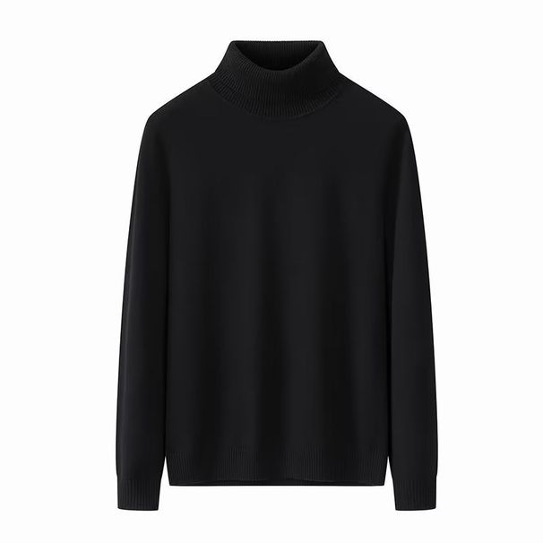 Men's High Neck Knit Sweater Slim Fit Pullover, Soft Wool Blend, Long Sleeve Thermal Top For Winter, Casual & Layering Essential_viptrois.com