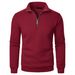 Men's Stand Collar Sweatshirt - Slim Fit, Lightweight Polyester, Zipper Front (Black/White/Beige/Light Gray/Burgundy/Khaki)_viptrois.com