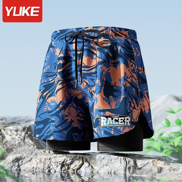 Men's Clothing Swimming Trunks New Professional Quick Drying Two Layer Loose Large Size Double Layer Anti Embarrassment Swimming Equipment Set_viptrois.com
