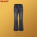 Men's Clothing Urban Washed Trousers Distressed Micro Flared Blue Jeans_viptrois.com