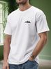 Maglietta Uomo 180g Cotone Puro Girocollo Stampa Tema Collina Morbida Traspirante Top Estivo Taglio Regolare Casual_viptrois.com