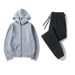 Sports Clothing Autumn And Winter Zip Up Shirt Hooded Sweatshirt + Sweatpants 2 Piece Set Sportswear Solid Color Couple Hoodie Sweatshirt Suit_viptrois.com