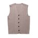 Men's Knit Vest Sleeveless Sweater Waistcoat - Slim Fit Striped Jacquard Design, Lightweight Polyester Blend, Versatile For Casual & Office Wear_viptrois.com