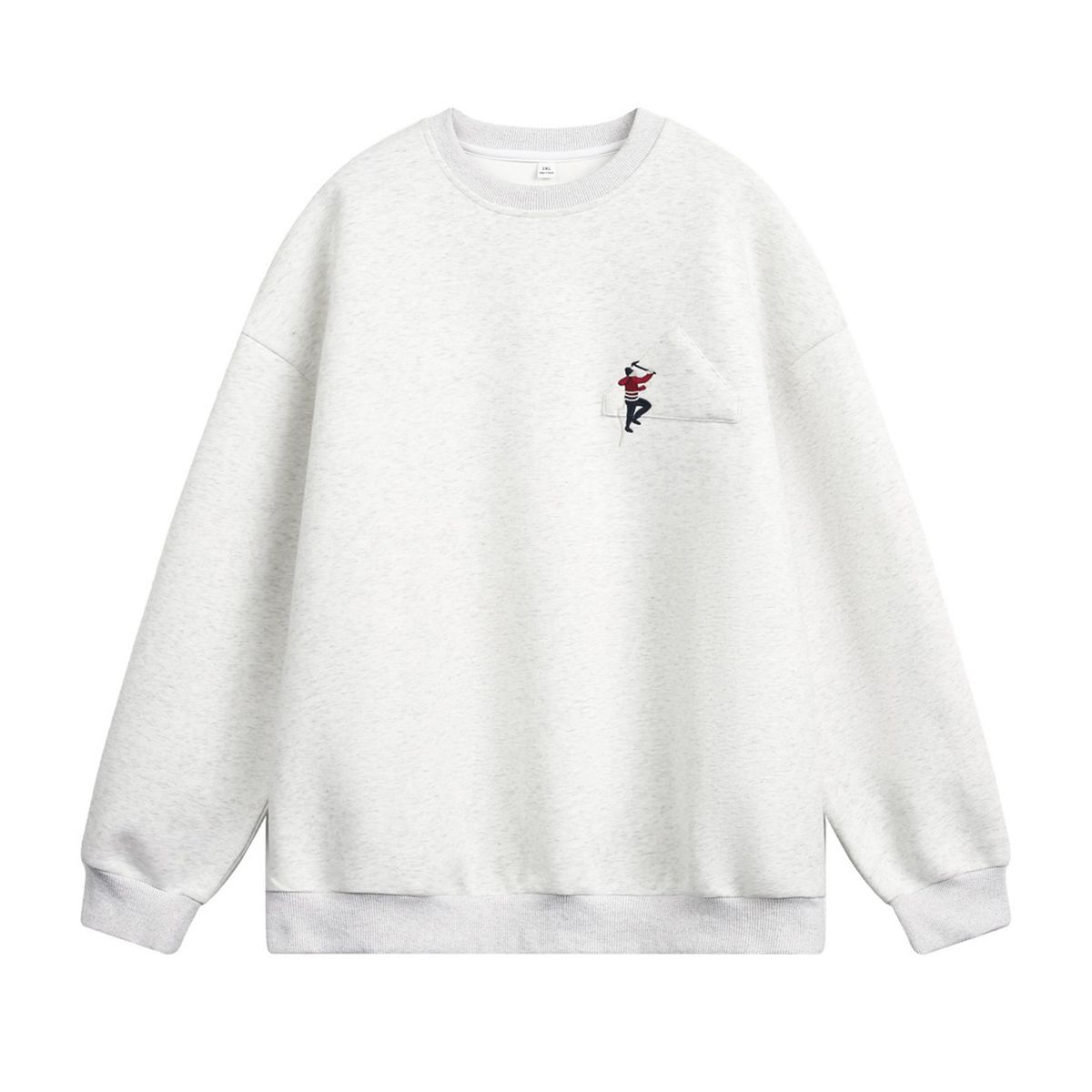 Monochrome Man- 380G Heavyweight Crew Neck Sweatshirt Autumn New Fun Textured Embroidery Loose Fit Trendy Brand Sports Jacket Q_viptrois.com