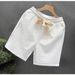 Men's Clothing White Jacquard Shorts Thin Casual Shorts Ethnic Straight Pants_viptrois.com