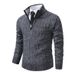 Loom Foreign Trade Autumn Winter New European And American Half-Zip Stand Collar Pullover Sweater Men's Business Striped_viptrois.com
