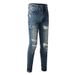 Men's Clothing European And American Trendy Brand Men's Ripped Jeans Men's Casual Pants Slim Fit Patchwork Men's Denim Trousers 9309_viptrois.com