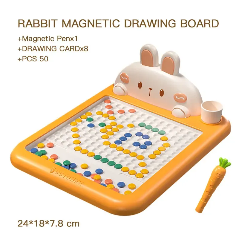 Rabbit Magnetic Drawing Board Children Magnetic Beads Pen Control Graffiti Board Paiting Teaching Tool Montessori Toy K_viptrois.com