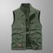 Men's Utility Vest – Lightweight Multi-Pocket Workwear | Outdoor Photography & Fishing | Khaki/Black/Army Green (M-5XL)_viptrois.com
