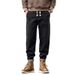 Large Size Men's Clothing Autumn And Winter New Jeans Men's Warm Towel Bottom Jeans Men's Elastic Waist Drawstring Straight Pants Men_viptrois.com