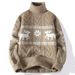 Men’s Winter Knit Sweater With Cartoon Jacquard – High Neck Pullover, Long Sleeve, Thickened Fleece-Lined (M-4XL, 5 Colors, Machine Washable)_viptrois.com
