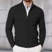 Knitted Cardigan 2025 Autumn And Winter New Style Stand Collar Long Sleeve Zipper Slim Sweater Large Size Men's Clothing_viptrois.com