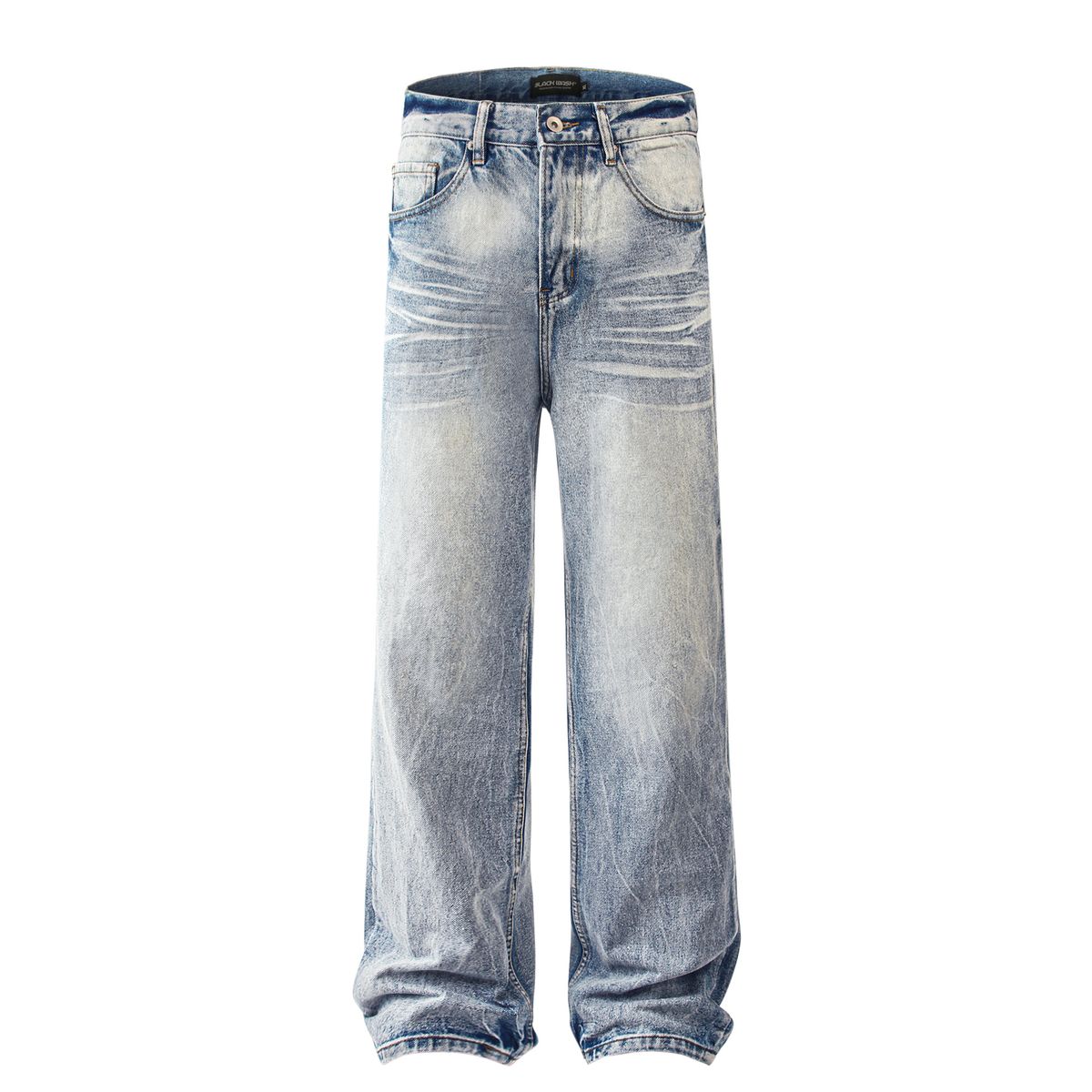 Men's Clothing Retro Trend Street Style Old Washed Design Straight Men's Denim Trousers_viptrois.com