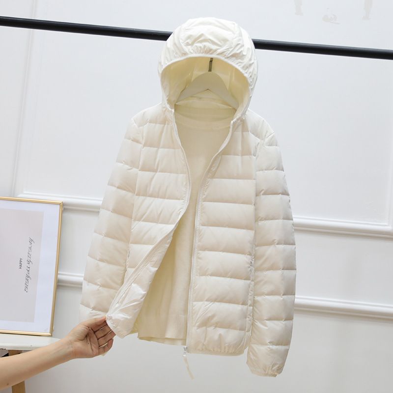 2023 Autumn and Winter New Thin Down Jacket Women Thin Seamless Couple Short Fashion Hooded Jacket Women_viptrois.com