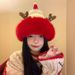 New deer horn for children in winter, cute warm plush hat, thick and face enhancing, small knitted yarn hat_viptrois.com