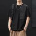 Tall Extended T-shirt Men's Summer Thin Japanese Short-sleeved T-shirt Men's New Tooling Trendy Brand Round Neck Half-sleeved T-shirt_viptrois.com