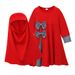 Kids’ Clothing Spring And Autumn Long Sleeve Round Neck Solid Color Bowknot Dress Headscarf 2 Piece_viptrois.com