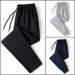 Men's Clothing Cotton Sports Pants Men's Casual Pants Plus Size Loose Straight Trousers Cuffed Pants_viptrois.com