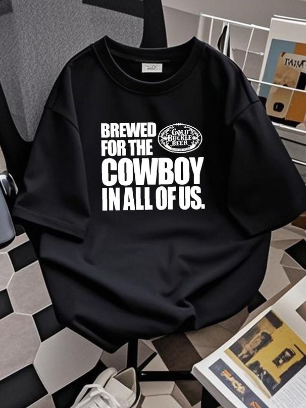 GOLD BUCKLE BEER BREW BREWERY PRO RODEO COWBOY TEE T SHIRT Mens S Black PRCA Versatile Fashion Stretched Comfortable Slightly Summer Breathable_viptrois.com