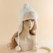 Autumn and winter plus fleece thickened ear protection hat tide brand hairball knitted Lei Feng hat outdoor travel pilot hat women's hat_viptrois.com