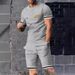 Men's Casual Sports Suit Fitness Short Sleeved T Shirts And Shorts_viptrois.com