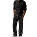 Men's Casual Breathable Long Sleeved Shirt And Loose Trousers Set Style Spring Cotton Linen Beach Wear_viptrois.com