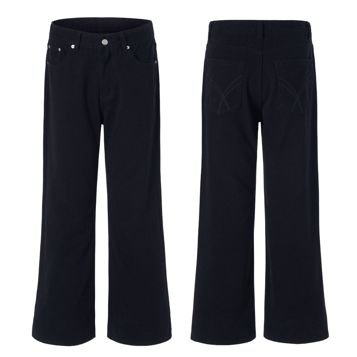 Men's Clothing Men's Beige Trendy Cleanfit Basic Flared Jeans Pure Cotton High Street Pants Vintage Washed Denim Pants For Cleanfit Style_viptrois.com