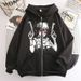 2022 New Zipper Trendy Big Picture Girl Holding A Gun Hooded Sweatshirt Jacket Top_viptrois.com