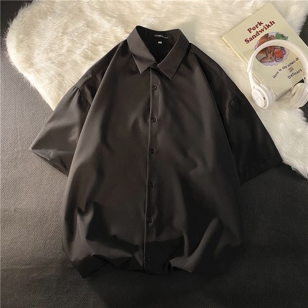 Men's Clothing Short Sleeved Shirt Men's Summer Thin Inner Wear Professional Half Sleeved Shirt Design Niche Ice Silk Handsome Fat Man Large Size_viptrois.com