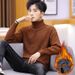 Turtleneck Sweater For Men, Fleece-Lined Thickened Knitwear, Korean Stle Autumn And Base Shirt, Men's Winter Top,_viptrois.com