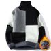 Pure Anyang Lazy Style Color-Block Turtleneck Sweater For Men Winter Fleece-Lined Thickened Warm Trendy Loose Knitted Base_viptrois.com