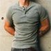 Solid Color Men New Summer Versatile Short Sleeve Henley Shirt Casual Men's T-Shirt_viptrois.com
