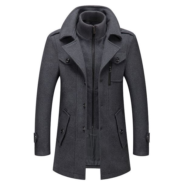 Men's Wool Blend Overcoat For Business & Casual - Double Collar Winter Coat For Men, Warm & Stylish, Slim Fit, Available In Multiple Colors & Sizes_viptrois.com