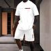 Men's Clothing Short Sleeved Suits Fashion Trend Chest Design T Shirt Shorts Two Piece Suit_viptrois.com