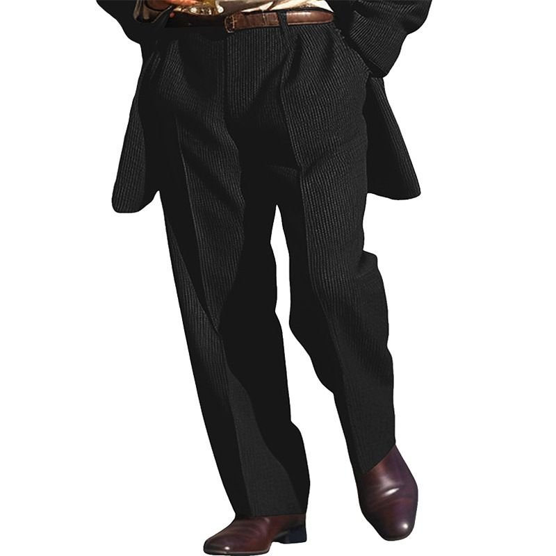 Men's Clothing Men's formal knitted wool solid color daily business vacation fashion straight loose suit pants_viptrois.com
