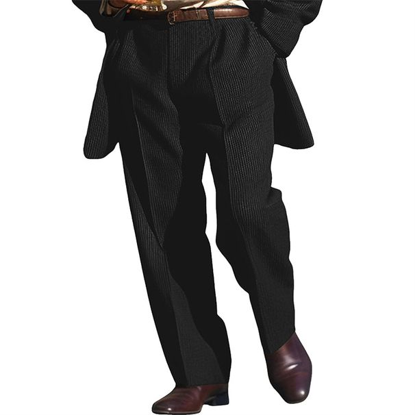 Men's Clothing Formal Knitted Wool Solid Color Daily Business Vacation Fashion Straight Loose Suit Pants_viptrois.com