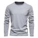 Men's Long Sleeve New Solid Color T-Shirt Trendy Casual Sports Outerwear Round Neck Pure Cotton Base Shirt Wholesale_viptrois.com