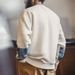 Madden Workwear Japanese Retro Patchwork Sweatshirt Boro Style Casual Top Round Neck Pullover For Men Spring_viptrois.com