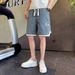 Men's Quick-Dry Casual Shorts Embroidered Breathable G-Letter Design Straight Fit 5 Inch Summer Beach Shorts Black Green Gray M-3xl_viptrois.com