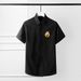 Men's Short Sleeve Shirt With Dragon Head Badge Imported Machine Embroidery Wrinkle Free Cotton Basic Casual Summer White Black_viptrois.com