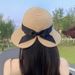 Sunscreen For Women 204 New Summer Bow Show Face Small Beach Vacation Sunshade Straw Hat_viptrois.com