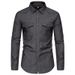 Denim Autumn/Winter New Men's Double Pocket Denim Long Sleeved European Size Lapel Shirt_viptrois.com