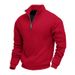 Cross-border Autumn And Winter New Men's Sweater Foreign Trade Casual Zipper Stand-up Collar Velvet Solid Color Men's Jacket_viptrois.com
