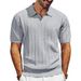 Men's Clothing New Mesh Hole Hollow Lapel Polo Sweater Knitted Breathable V Neck In Small Batches_viptrois.com